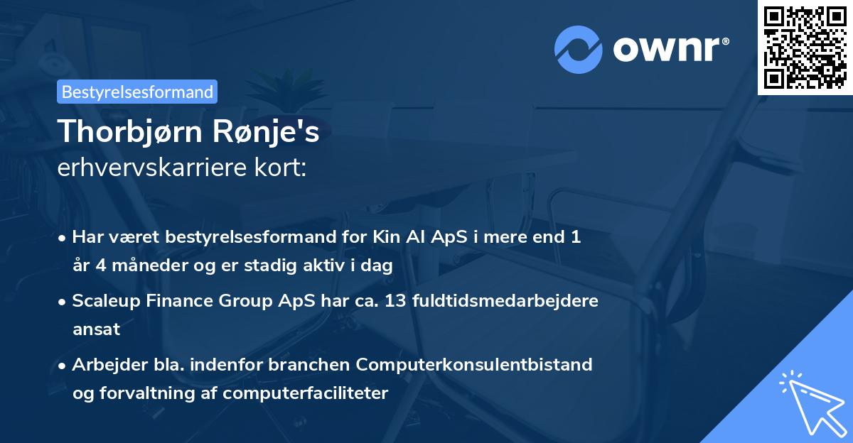 Thorbjørn Rønje's erhvervskarriere kort