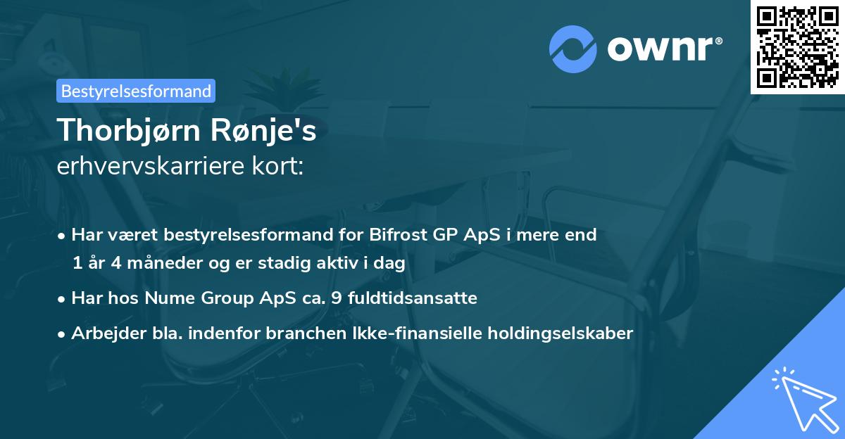 Thorbjørn Rønje's erhvervskarriere kort