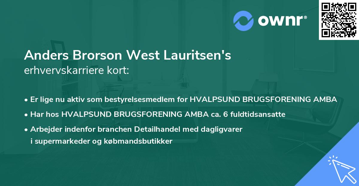 Anders Brorson West Lauritsen's erhvervskarriere kort