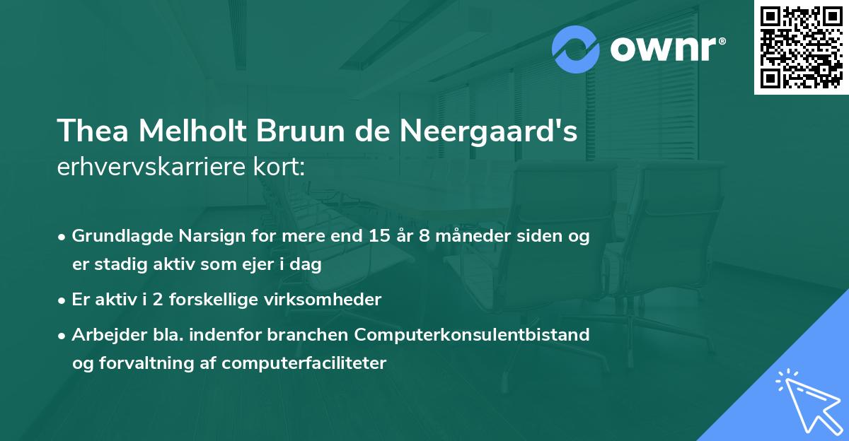 Thea Melholt Bruun de Neergaard's erhvervskarriere kort