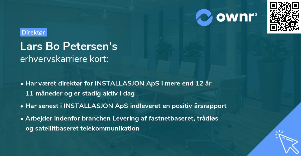Lars Bo Petersen's erhvervskarriere kort