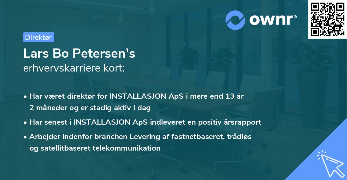 Lars Bo Petersen's erhvervskarriere kort