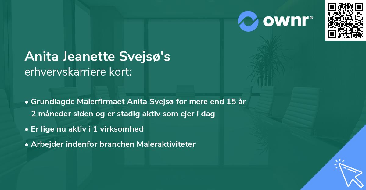 Anita Jeanette Svejsø's erhvervskarriere kort