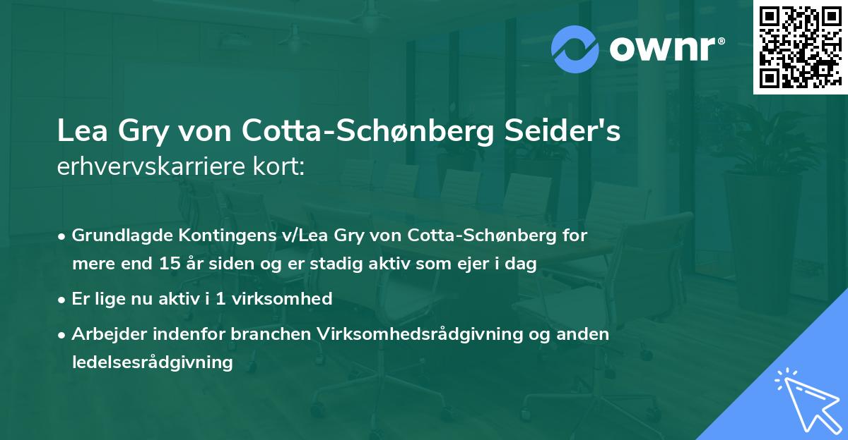 Lea Gry von Cotta-Schønberg Seider's erhvervskarriere kort