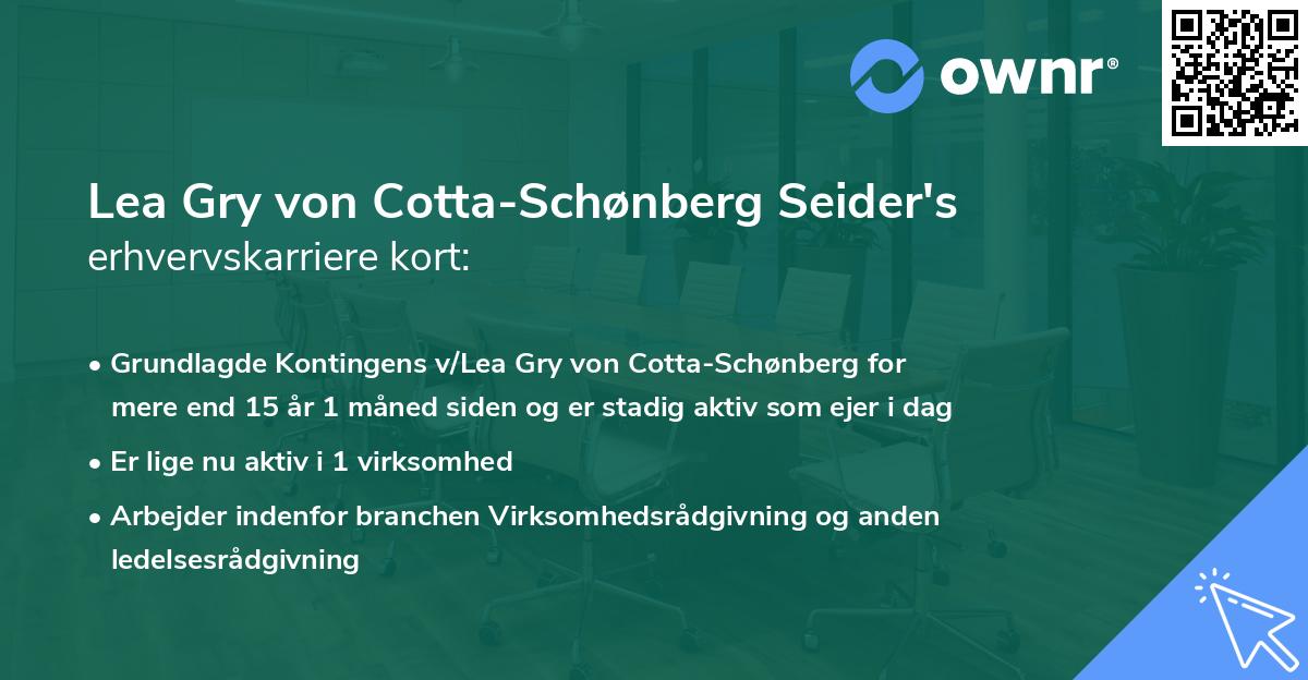 Lea Gry von Cotta-Schønberg Seider's erhvervskarriere kort
