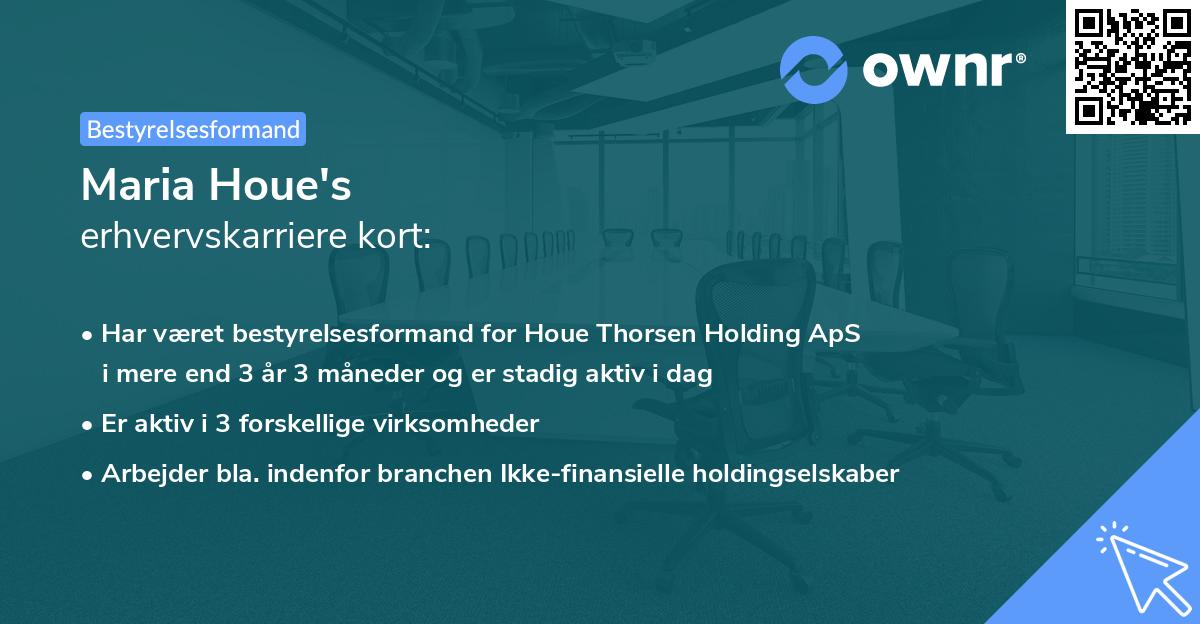 Maria Houe's erhvervskarriere kort