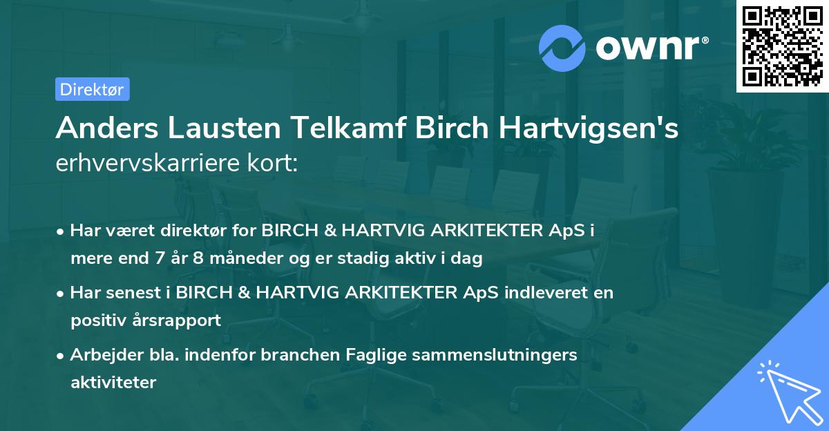 Anders Lausten Telkamf Birch Hartvigsen's erhvervskarriere kort