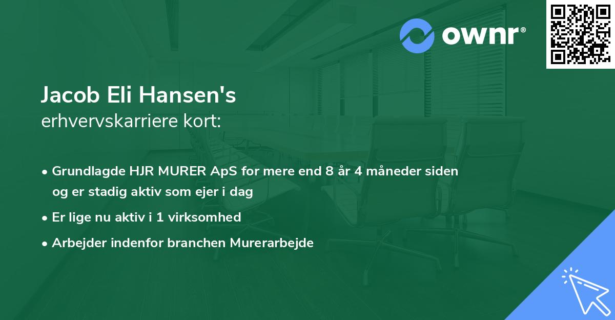 Jacob Eli Hansen's erhvervskarriere kort