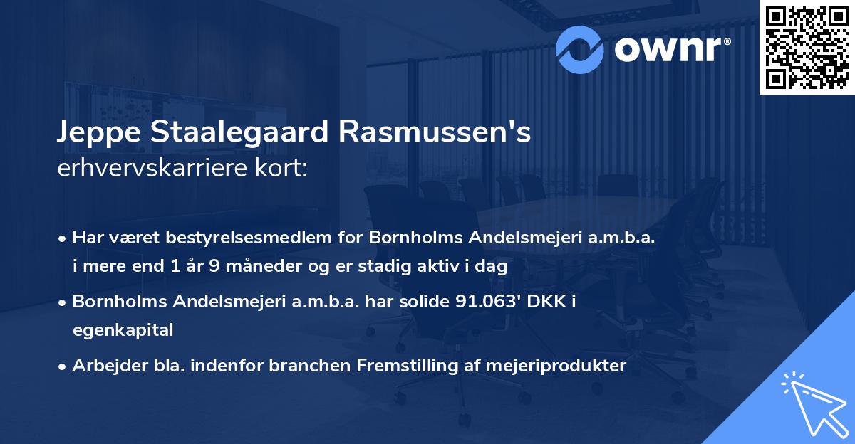 Jeppe Staalegaard Rasmussen's erhvervskarriere kort