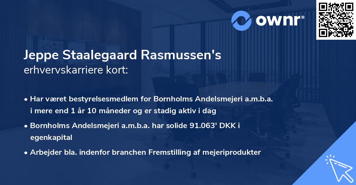 Jeppe Staalegaard Rasmussen's erhvervskarriere kort