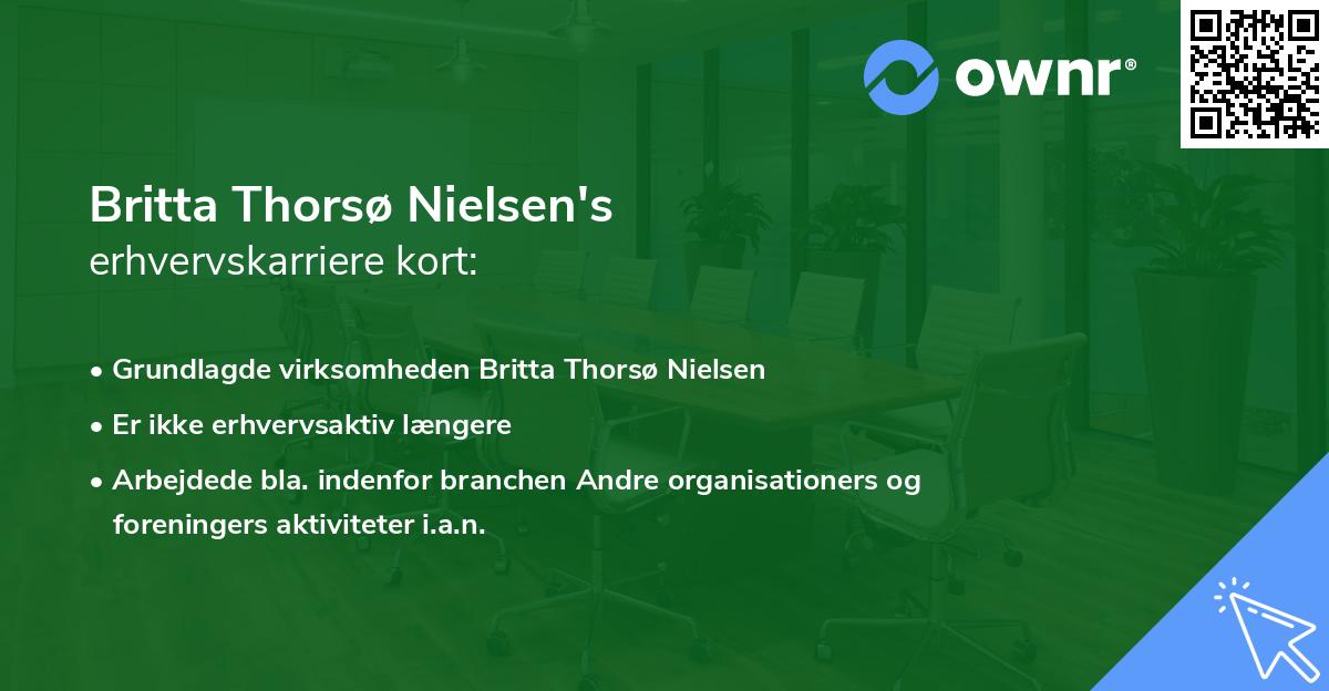 Britta Thorsø Nielsen's erhvervskarriere kort