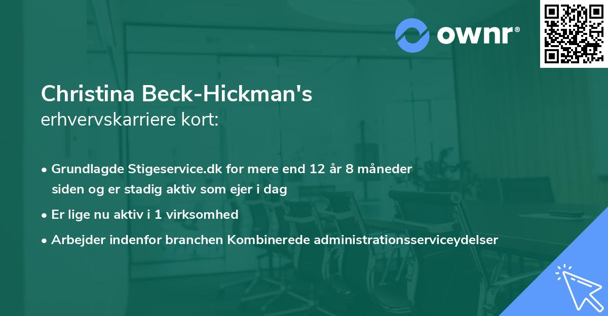 Christina Beck-Hickman's erhvervskarriere kort