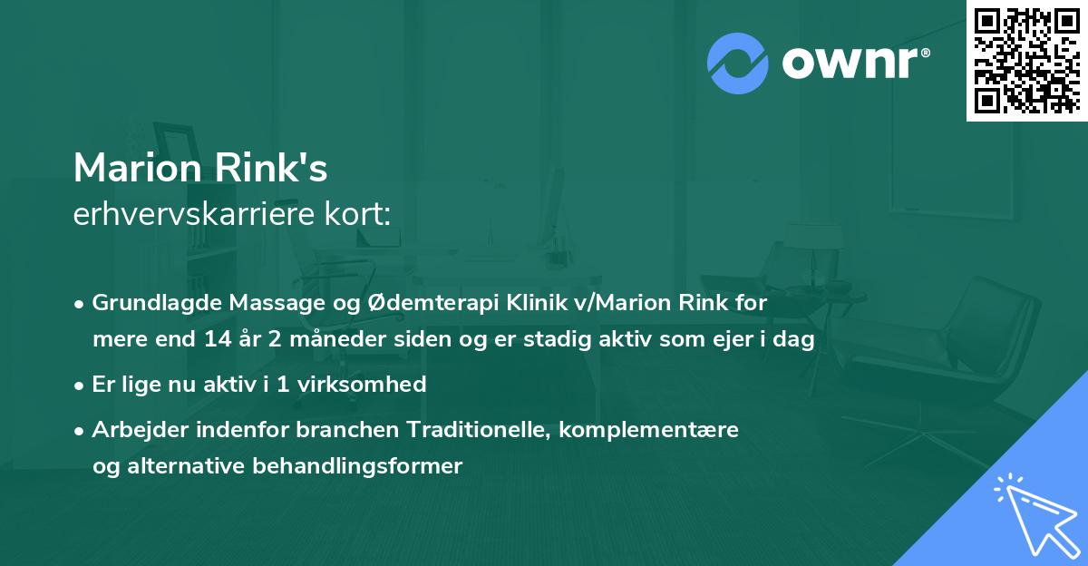 Marion Rink's erhvervskarriere kort