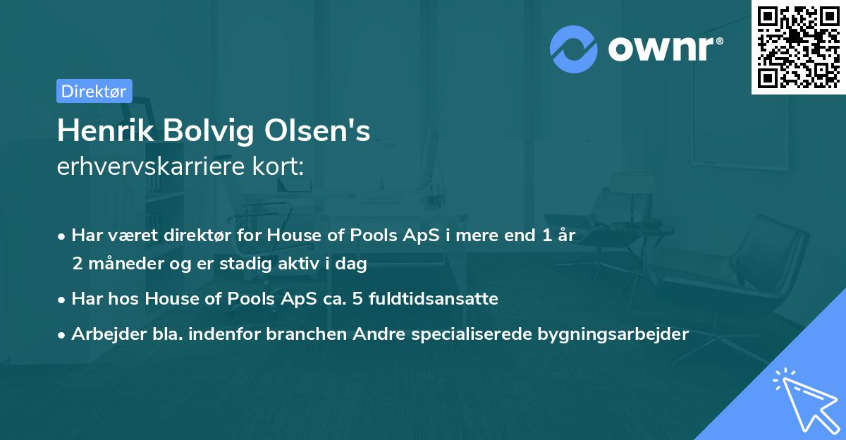 Henrik Bolvig Olsen's erhvervskarriere kort