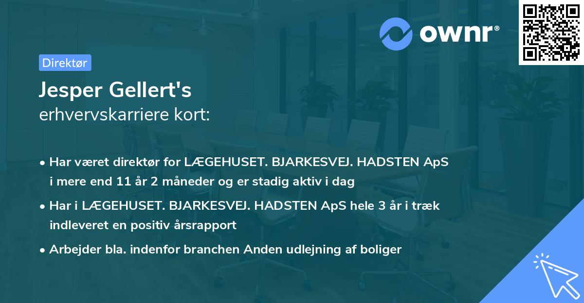 Jesper Gellert's erhvervskarriere kort