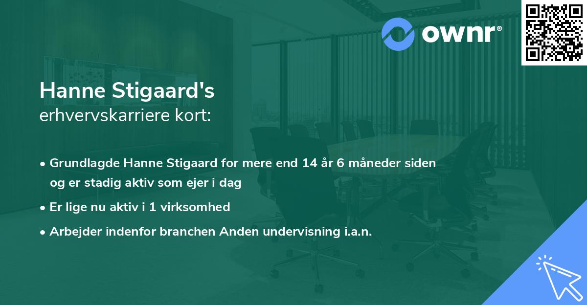 Hanne Stigaard's erhvervskarriere kort
