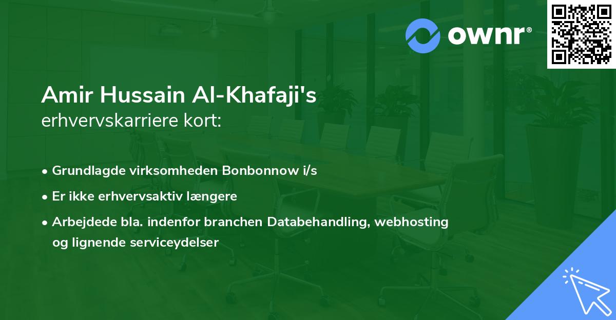 Amir Hussain Al-Khafaji's erhvervskarriere kort