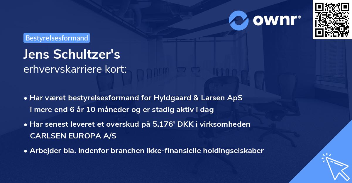 Jens Schultzer's erhvervskarriere kort