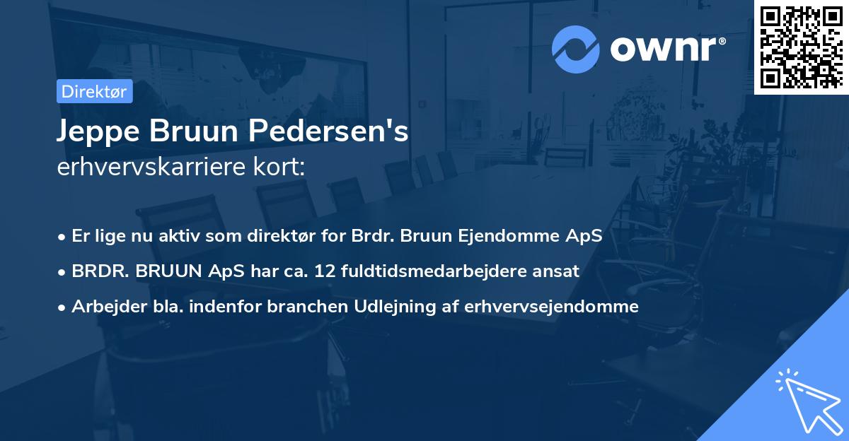 Jeppe Bruun Pedersen's erhvervskarriere kort