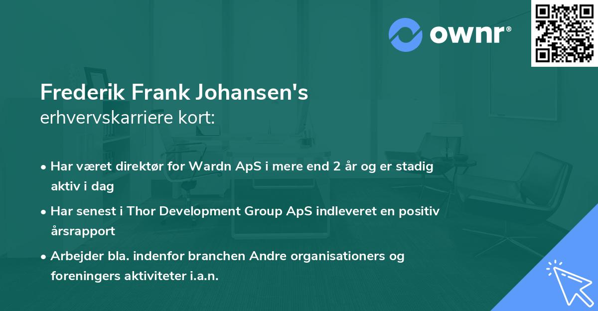 Frederik Frank Johansen's erhvervskarriere kort