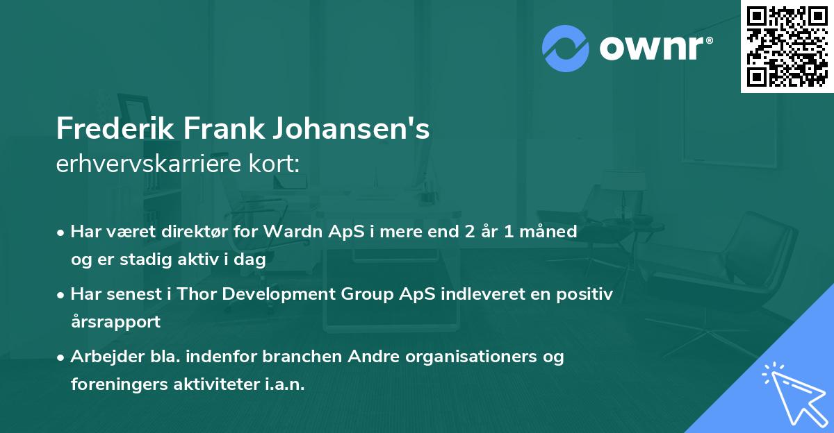 Frederik Frank Johansen's erhvervskarriere kort
