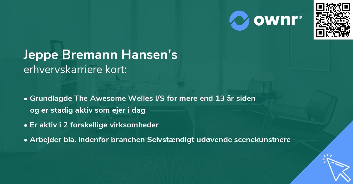 Jeppe Bremann Hansen's erhvervskarriere kort