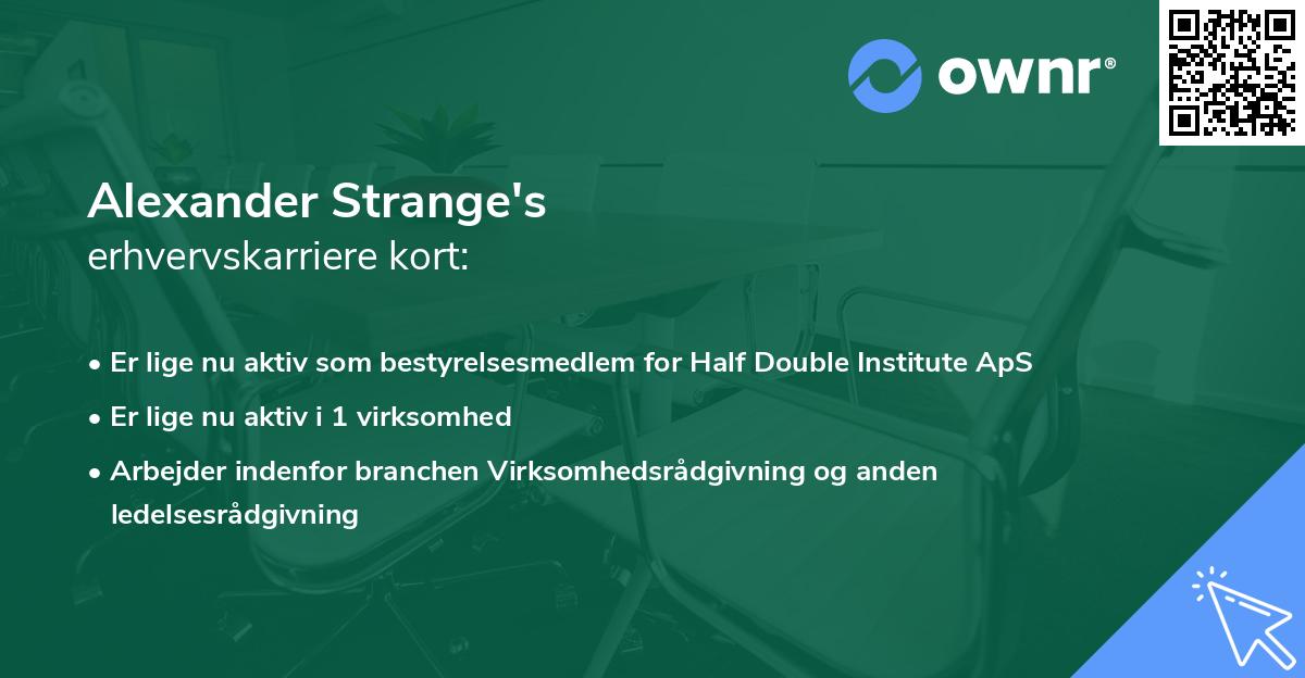 Alexander Strange's erhvervskarriere kort