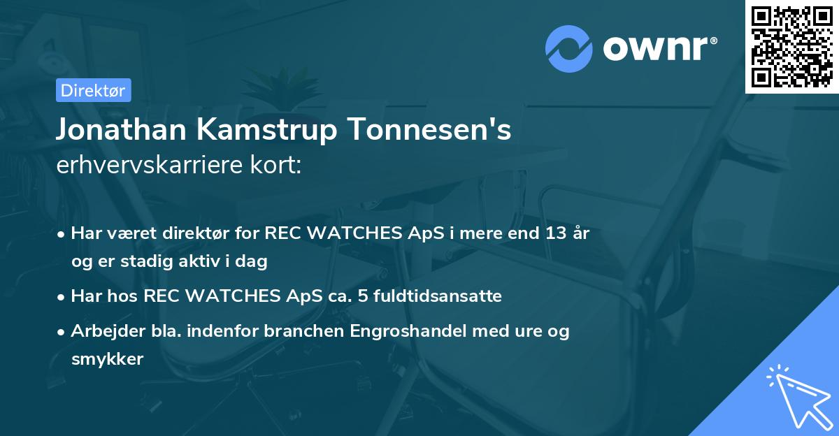 Jonathan Kamstrup Tonnesen's erhvervskarriere kort