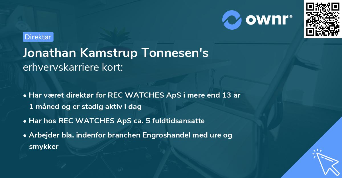 Jonathan Kamstrup Tonnesen's erhvervskarriere kort