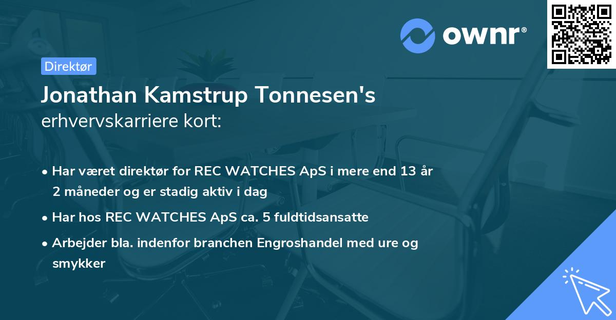 Jonathan Kamstrup Tonnesen's erhvervskarriere kort