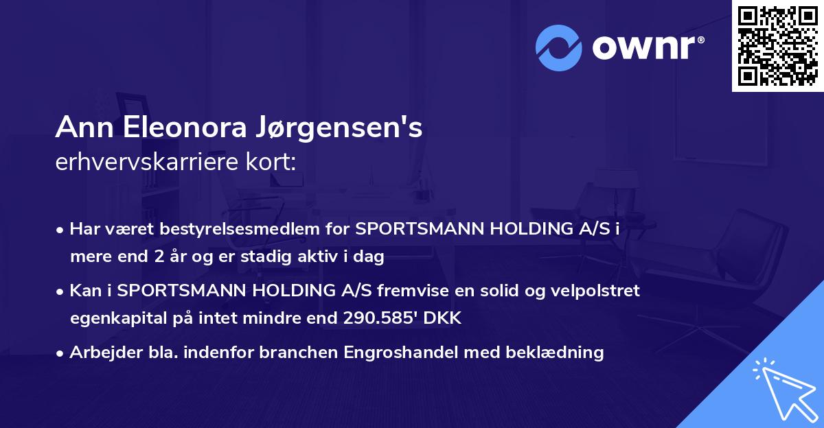 Ann Eleonora Jørgensen's erhvervskarriere kort