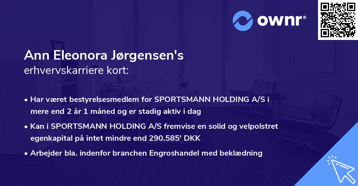 Ann Eleonora Jørgensen's erhvervskarriere kort
