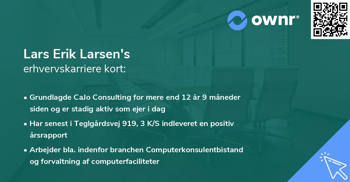Lars Erik Larsen's erhvervskarriere kort