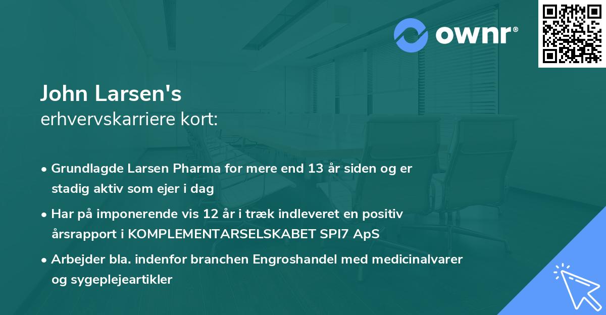 John Larsen's erhvervskarriere kort