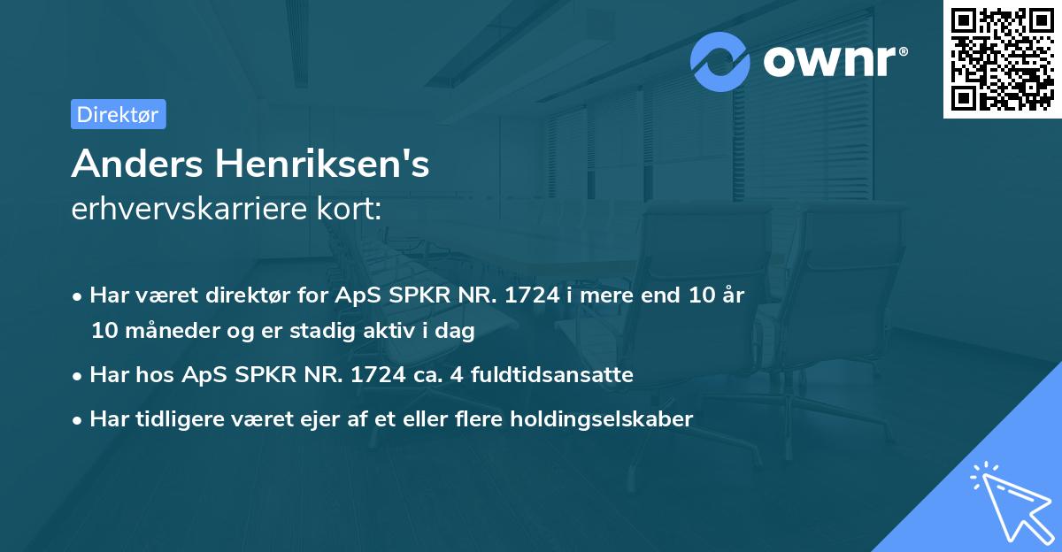 Anders Henriksen's erhvervskarriere kort