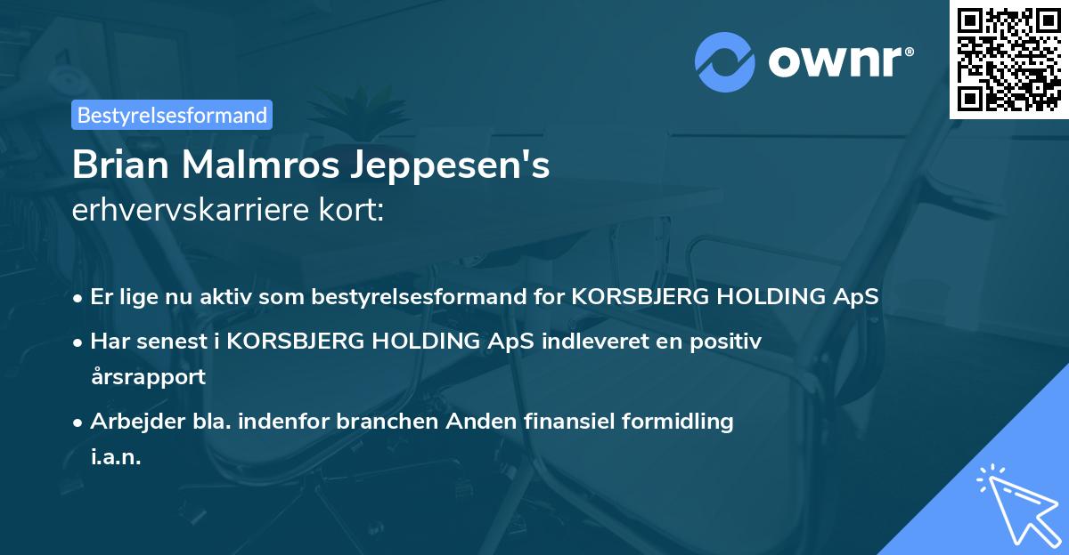 Brian Malmros Jeppesen's erhvervskarriere kort