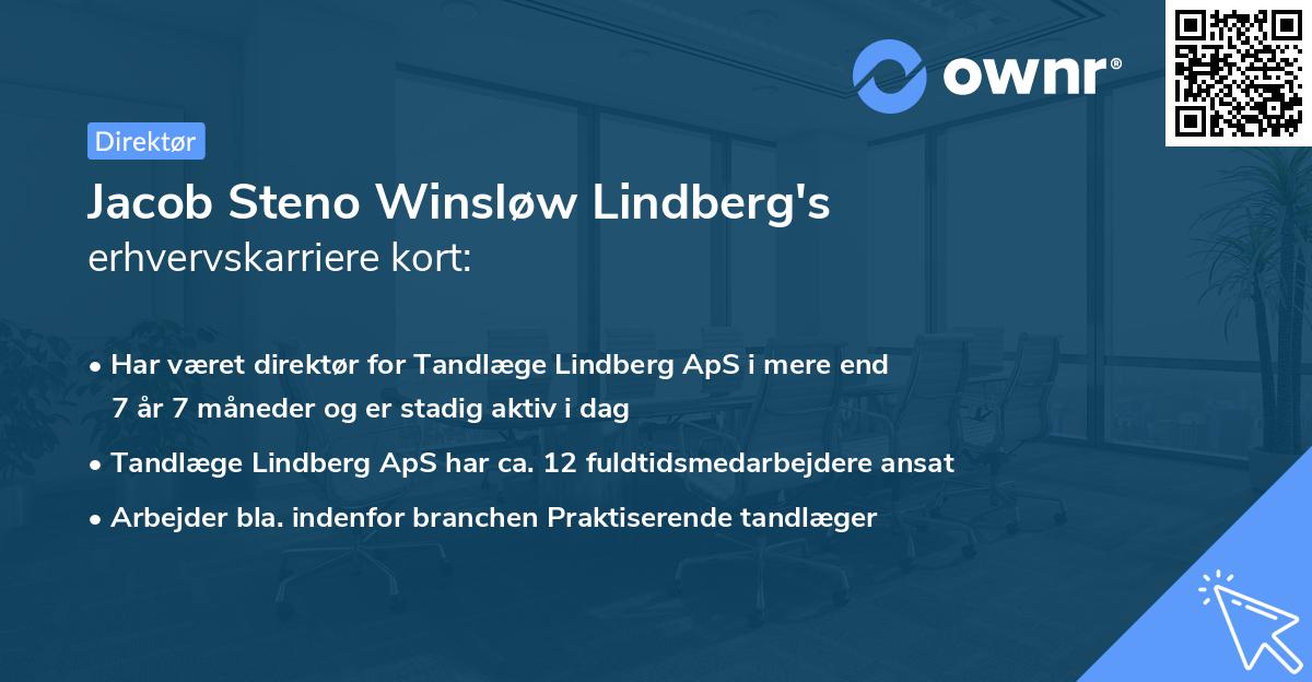 Jacob Steno Winsløw Lindberg's erhvervskarriere kort