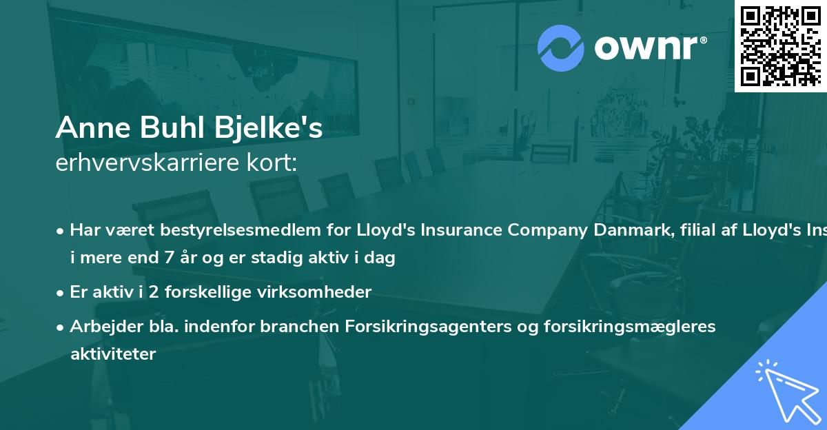 Anne Buhl Bjelke's erhvervskarriere kort