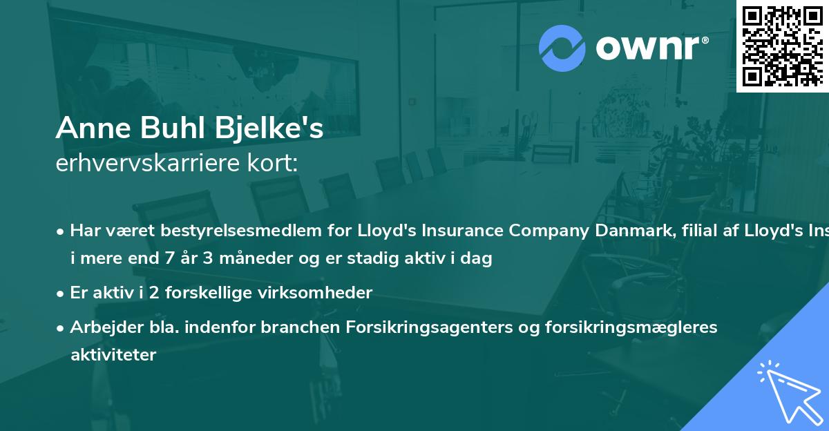 Anne Buhl Bjelke's erhvervskarriere kort