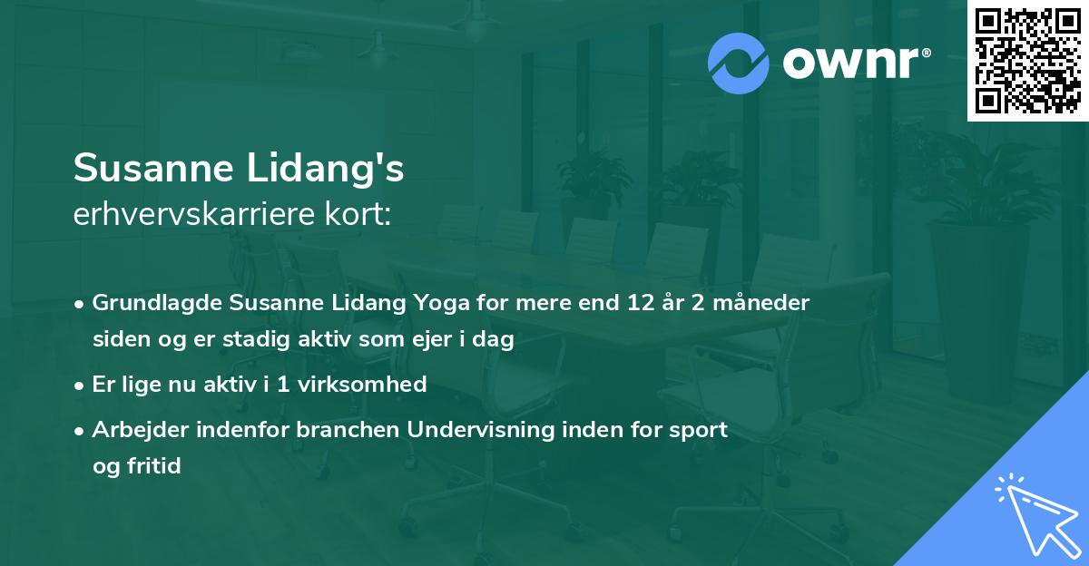Susanne Lidang's erhvervskarriere kort