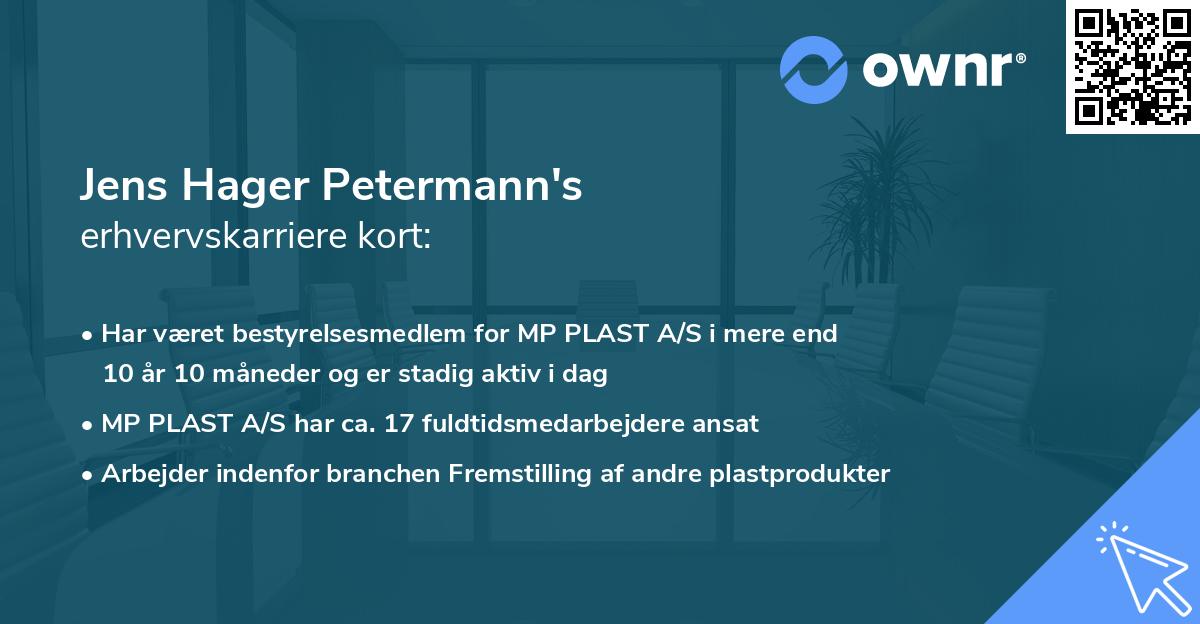 Jens Hager Petermann's erhvervskarriere kort