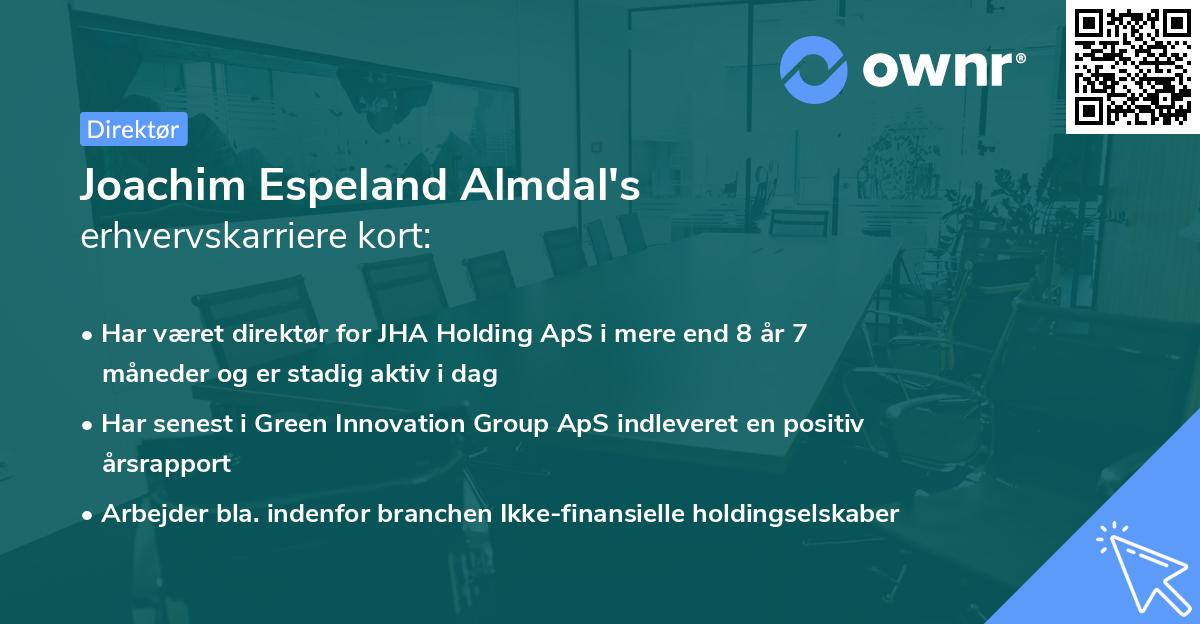Joachim Espeland Almdal's erhvervskarriere kort