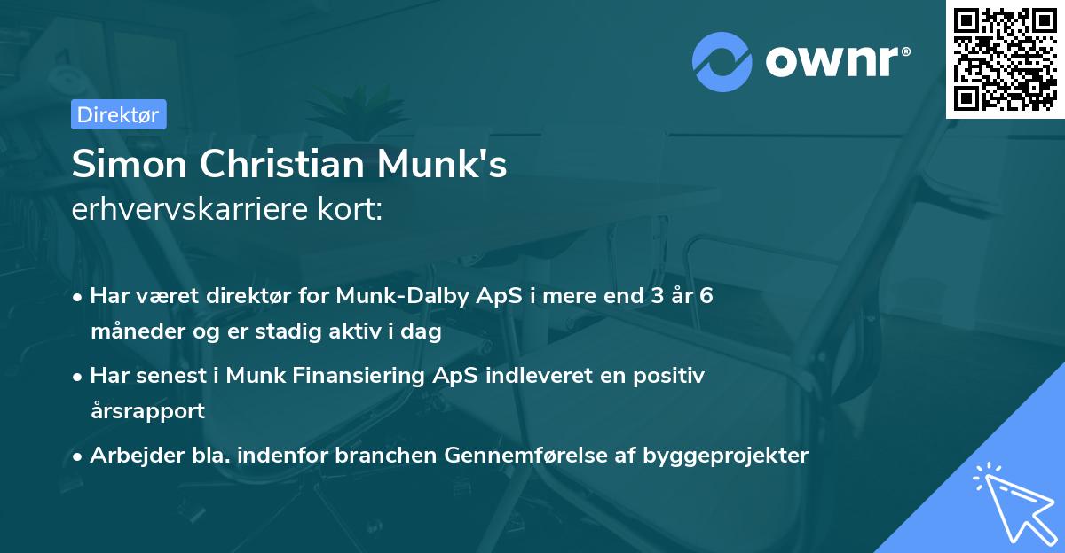 Simon Christian Munk's erhvervskarriere kort
