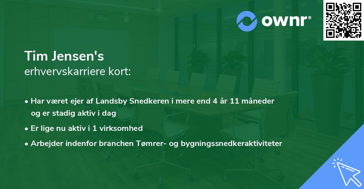 Tim Jensen's erhvervskarriere kort