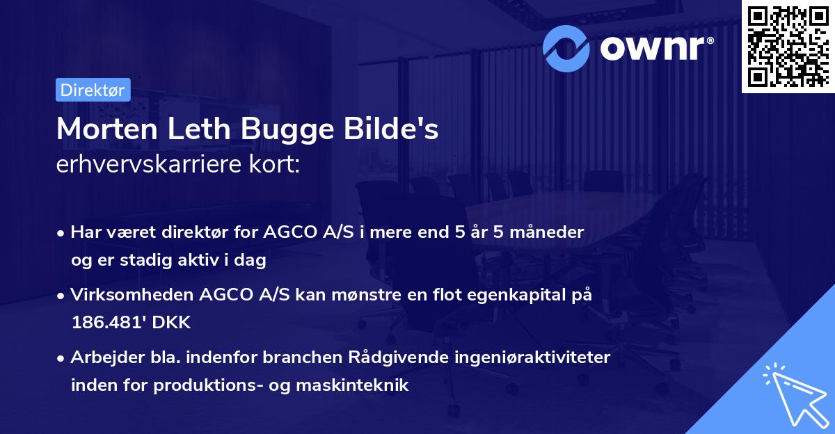 Morten Leth Bugge Bilde's erhvervskarriere kort