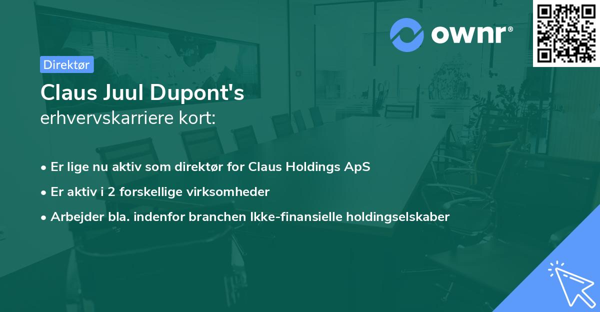 Claus Juul Dupont's erhvervskarriere kort