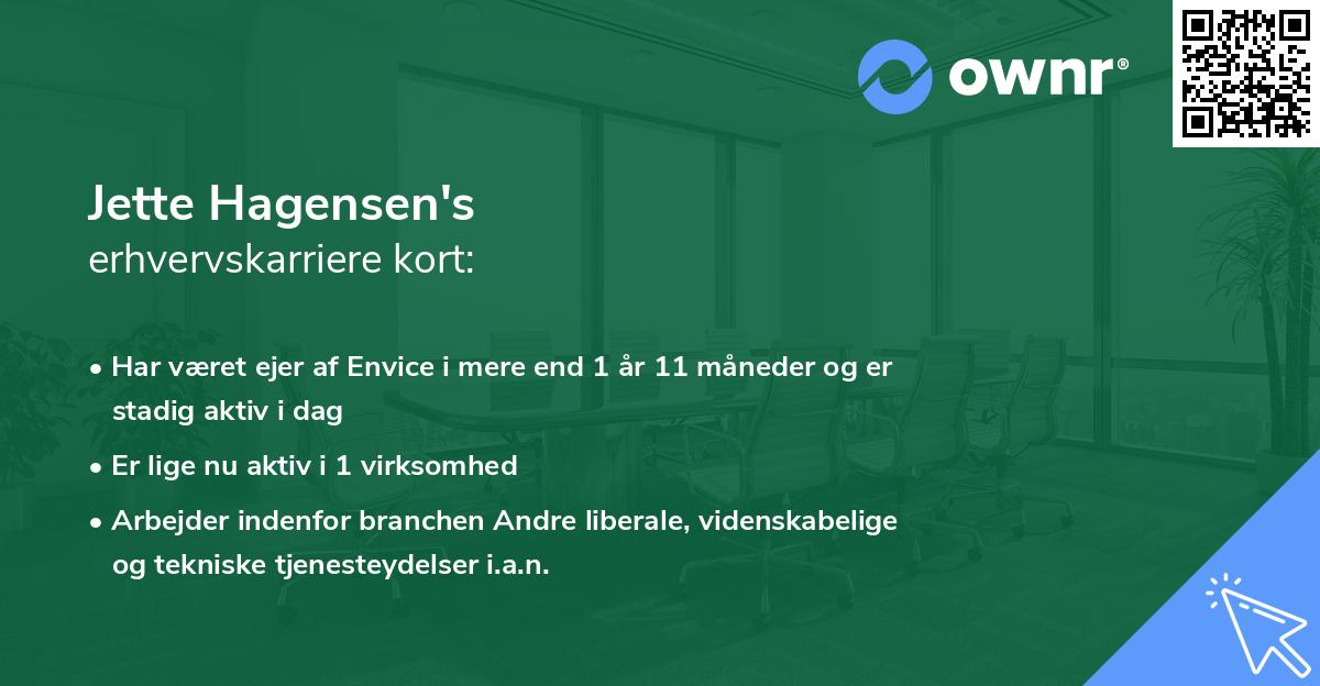 Jette Hagensen's erhvervskarriere kort