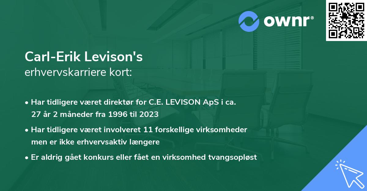 Carl-Erik Levison's erhvervskarriere kort