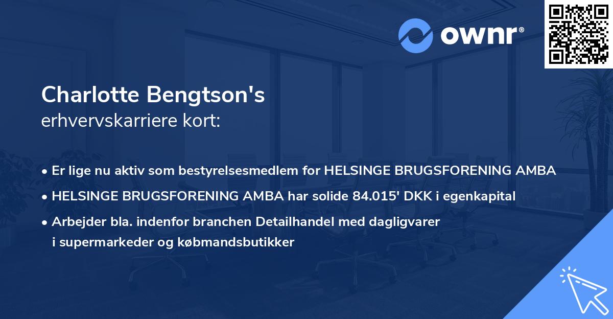Charlotte Bengtson's erhvervskarriere kort