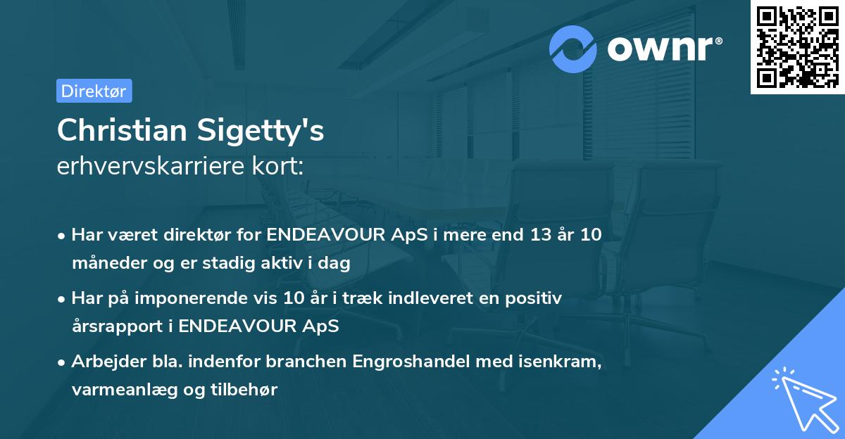 Christian Sigetty's erhvervskarriere kort